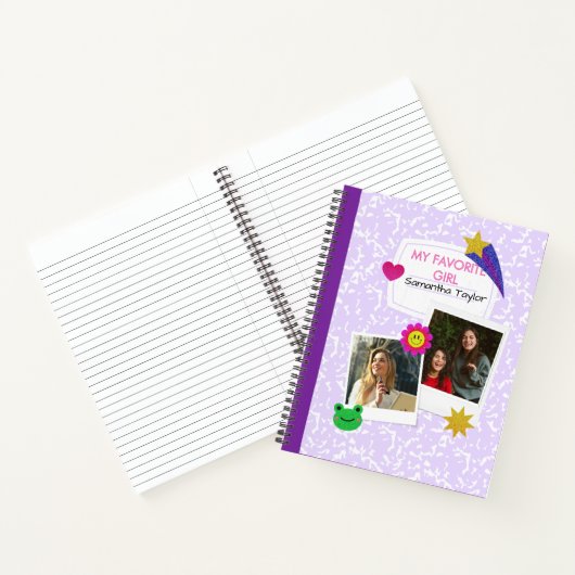 Custom 2 Fotos Collage Notebook mit Skriptname Notizblock (Innenseite)