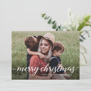 Custom 2 Fotos Frohe Weihnachtsfamilie Moderner Ch Feiertagskarte