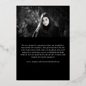 Custom 2 Fotos Rose Gold Abschluss Folieneinladung (Rückseite)