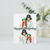 Custom 2-Fotos St Patrick's Day Kleeblatt Irish Postkarte (Stehend Vorderseite)