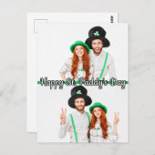 Custom 2-Fotos St Patrick's Day Kleeblatt Irish Postkarte (Vorne/Hinten)