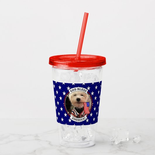 Custom 2 Fotos USA American Flag Patriotic Niedlic Acryltrinkbecher (Rückseite Ice)