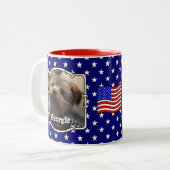 Custom 2 Fotos USA American Flag Patriotic Niedlic Zweifarbige Tasse (Vorderseite Links)