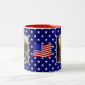 Custom 2 Fotos USA American Flag Patriotic Niedlic Zweifarbige Tasse (Mittel)