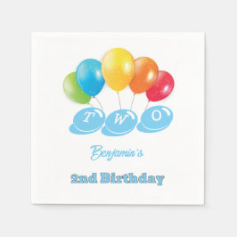 Custom 2. Geburtstag Baby Blue Boy's Name Party Serviette
