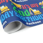 Custom 2. Geburtstag Boy Construction Vehicle Geschenkpapier (Rolleneckpunkt)