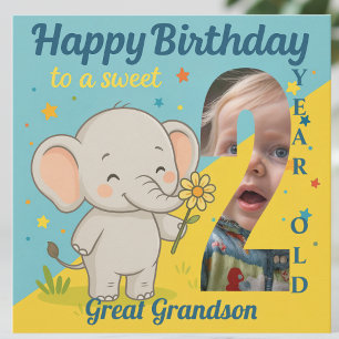 Custom 2. Geburtstag Elephant Sweet your Foto Card Karte