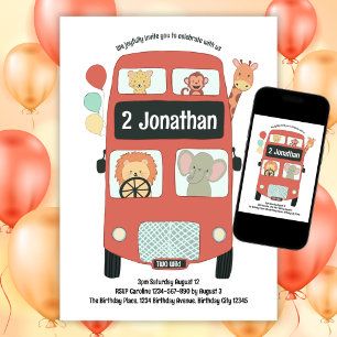 Custom 2 Geburtstag ZWEI Wild Safari Bus Boho Einladung