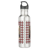 Custom 2 Pet Foto Country Red Buffalo Karo Kariert Edelstahlflasche (Rückseite)