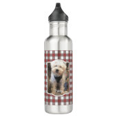 Custom 2 Pet Foto Country Red Buffalo Karo Kariert Edelstahlflasche (Rechts)
