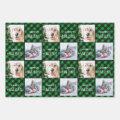 Custom 2 Pet Foto Happy Pawlidays Buffalo Kariert Geschenkpapier Set (Vorderseite)