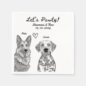 Custom 2 Pet Gezeichnet Personalisierte Hochzeit N Serviette (Vorderseite)
