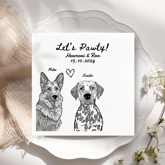 Custom 2 Pet Gezeichnet Personalisierte Hochzeit N Serviette