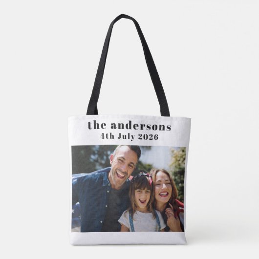 Custom 2 Photo and Text Personalized Tote Tasche (Rückseite)