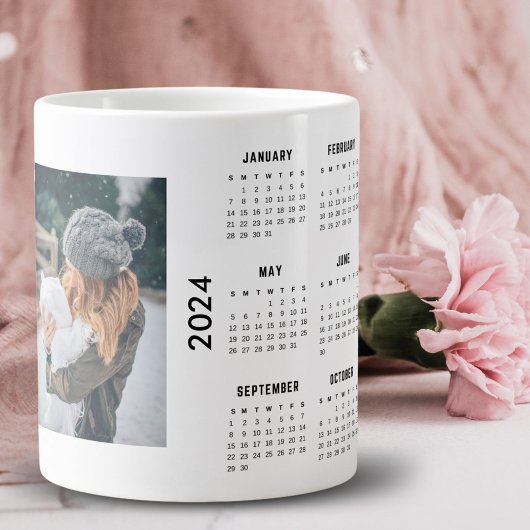 Custom 2 Photo Collage 2024 Calendar Jumbo-Tasse