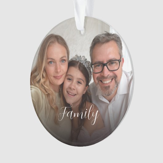 Custom 2-photo White Script Ornament (Vorderseite)