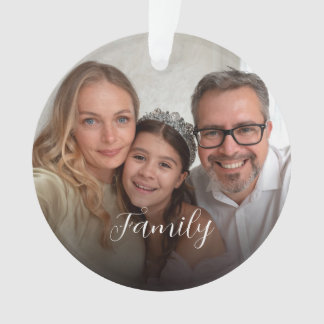 Custom 2-photo White Script Ornament