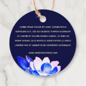 Custom 2" Round Blue Navy Magnolia Floral Geschenkanhänger (Rückseite)