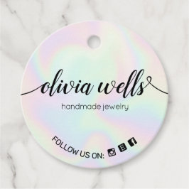 Custom 2" Round Holographic Script Hang Tags Geschenkanhänger