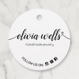 Custom 2" Round White Signature Script Hang Tags Geschenkanhänger