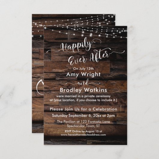 Custom 2 - Rustikale Holzleuchten glücklich immer Einladung (Vorne/Hinten)