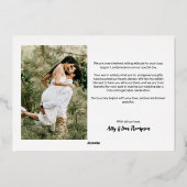 Custom 2 Wedding Fotos Danke, Script Gold Folieneinladung (Rückseite)