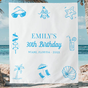Custom 30. 40. 50. Beach Theme Birthday Party Wandteppich