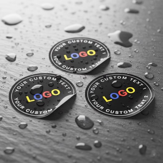 Custom 30 Business Logo, Black Waterproof Stickers Etiketten