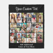 Custom 30 Foto Collage Black Fleecedecke (Vorderseite)