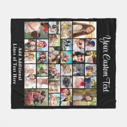 Custom 30 Foto Collage Black Fleecedecke (Vorderseite (Horizontal))