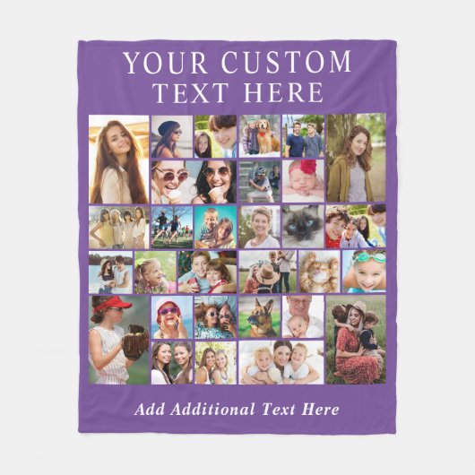 Custom 30 Foto Collage Lila Fleecedecke (Vorderseite)