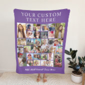 Custom 30 Foto Collage Lila Fleecedecke