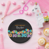 Custom 30. Geburtstag hinzufügen Name Farbige Papi Pappteller (Party)