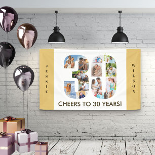 Custom 30. Geburtstag Party Neutral Foto Collage Banner