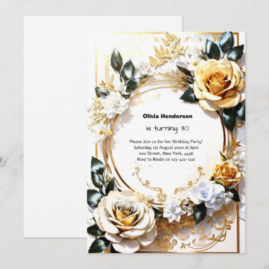 Custom 30. Geburtstagseinladung Einladung (Vorne/Hinten)