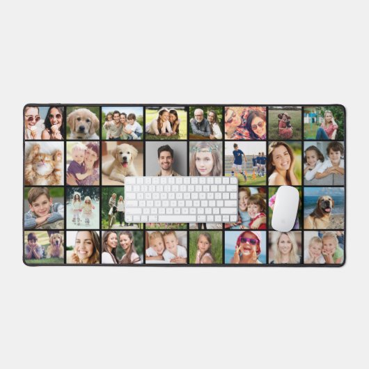 Custom 32 Foto Collage Black Schreibtischunterlage (Tastatur & Maus)