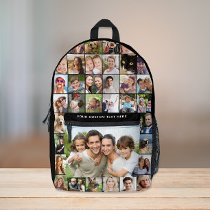 Custom 35 Foto Collage Schwarz gedruckt Bedruckter Rucksack