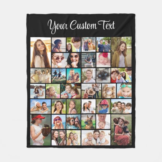 Custom 36 Foto Collage Black Fleecedecke (Vorderseite)