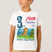 Custom 3 Birthday Musical Dino März T - Shirt (Vorderseite)