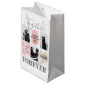 Custom 3 Couple Fotos Happy Valentines Kleine Geschenktüte (Vorderseite Schrägansicht)