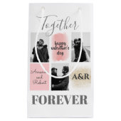 Custom 3 Couple Fotos Happy Valentines Kleine Geschenktüte (Vorderseite)