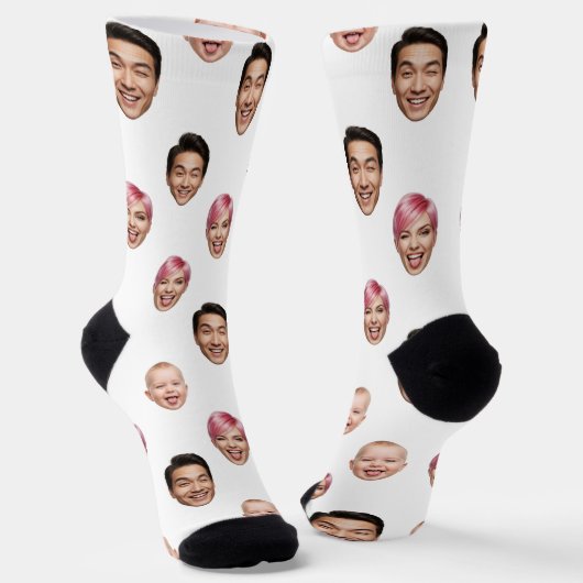 Custom 3 Face Foto - Funny Personalisiert Gift Socken (Gewinkelt)