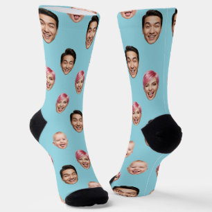 Custom 3 Face Foto - Funny Personalisiert Gift Socken