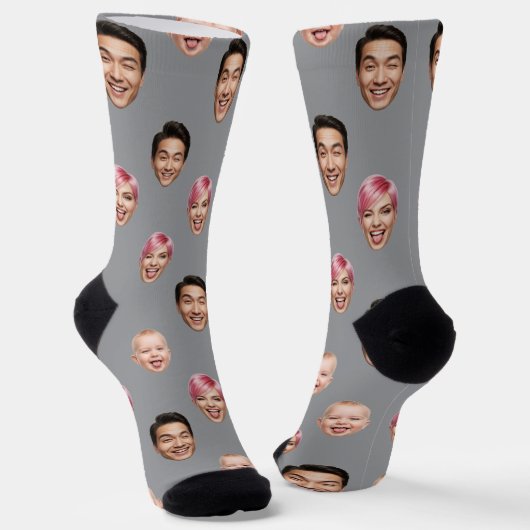 Custom 3 Face Foto - Funny Personalisiert Gift Socken (Gewinkelt)