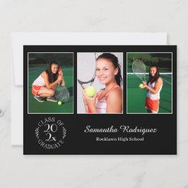 Custom 3 Foto Chic Emblem Black Graduation Party Einladung