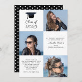 Custom 3 Foto Collage Class Abschluss Einladung (Vorne/Hinten)