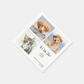 Custom 3 Foto Collage Einzigartiger Hunde Katze Ho Serviette (Ecke)