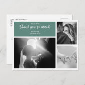 Custom 3 Foto Collage Emerald Wedding Vielen Dank Postkarte (Vorne/Hinten)