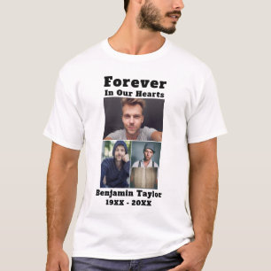 Custom 3 Foto Collage Forever in unseren Herzen T-Shirt