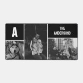 Custom 3 Foto Collage Monogram Black Schreibtischunterlage (Vorderseite)